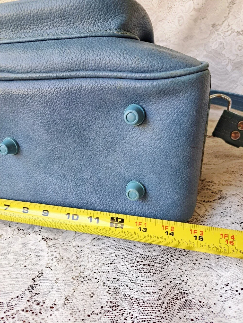 Vintage 70s Sky Blue American Tourister Type Vinyl Carry-On Shoulder Bag Korea